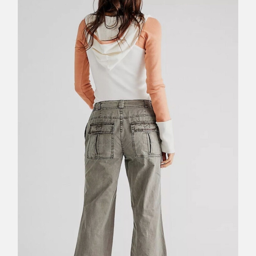 Free People The Thing Is Utility Cargo Pant 4 Brown Wild Truffle Low Rise Boho - Picture 4 of 11